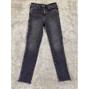 We The Free Free People High Rise Skinny Jeans Faded Black Raw Hem Size 28